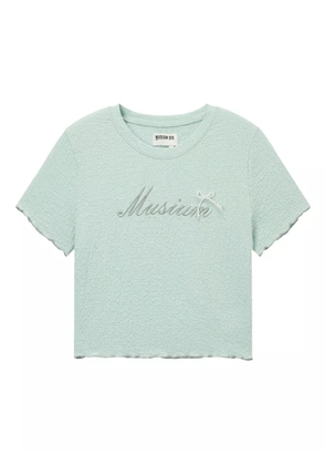 Musium Div. logo-embroidered crop top - Blue