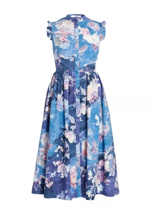 ERDEM ruffled floral-print dress - Blue