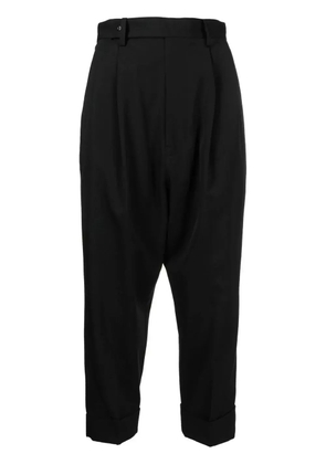 Yohji Yamamoto wool cropped tapered-trousers - Black