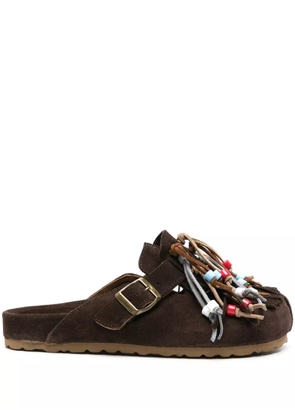Scarosso Gea tasselled suede slippers - Brown