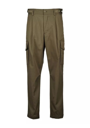 Moncler pleated logo patch trousers - Green