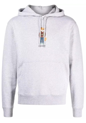 Maison Kitsuné fox-print mélange-jersey hoodie - Grey