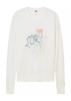 b+ab embroidered ribbon-detail sweater - White