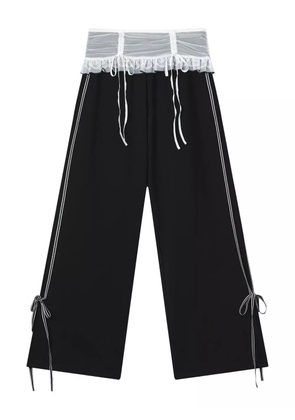 b+ab ruffle-detail side-stripe trousers - Black