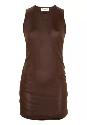 Saint Laurent sleeveless tulle minidress - Brown