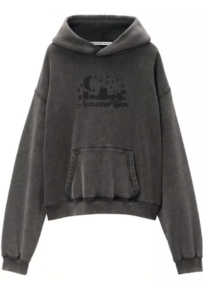 Alexander Wang logo-jacquard cotton hoodie - Grey
