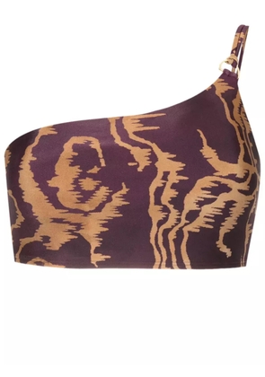 Lenny Niemeyer abstract-print one-shoulder bikini top - Purple