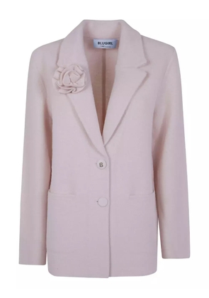 Blugirl rose-embellished wool jacket - Pink