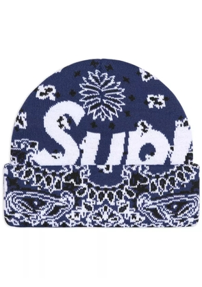 Supreme bandana-print beanie hat - Blue