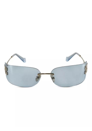 Miu Miu Eyewear logo-plaque rimless sunglasses - Blue