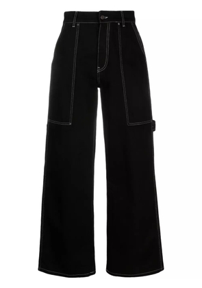 Stella McCartney contrasting stitching wide-leg jeans - Black