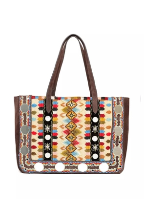 Valentino Garavani Nellcôte embroidered tote bag - Brown
