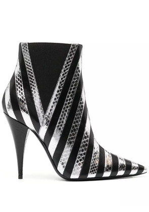 Saint Laurent Pre-Owned Kiki 100mm snakeskin-effect striped boots - Grey