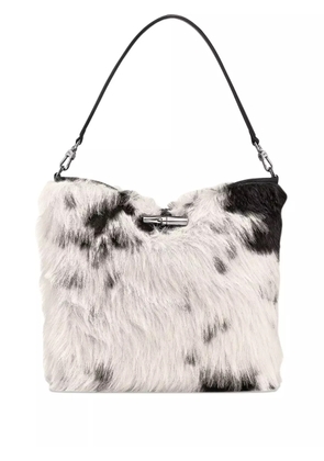 Longchamp Le Roseau faux-fur clasp shoulder bag - White