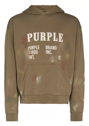 Purple Brand logo-print long-sleeve hoodie - Green