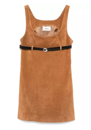 Coperni belted suede mini dress - Brown