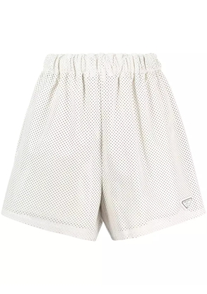 Prada high-waisted logo-plaque shorts - White