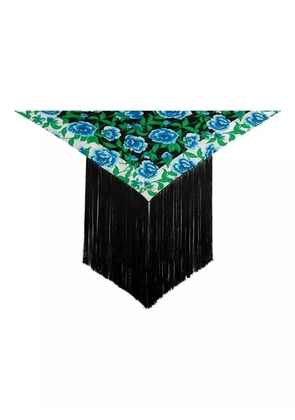 Kenzo floral-print fringed top - Black