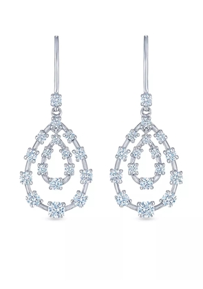 KWIAT 18kt white gold diamond Starry Night double teardrop earrings - Silver