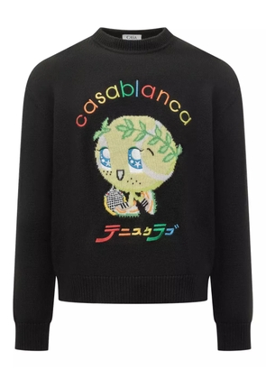 Casablanca intarsia-knit crew-neck sweater - Black