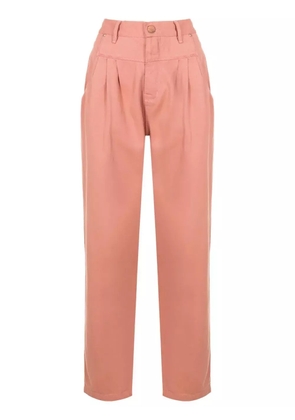 Amapô pleated cotton straight trousers - Brown