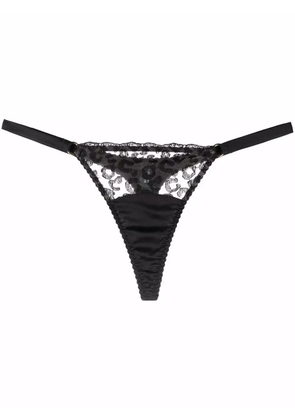 Fleur Of England Kittie lace-panelled thong - Black