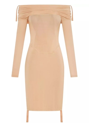 Dion Lee off-shoulder gathered minidress - Neutrals