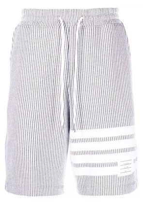 Thom Browne 4-Bar stripe seersucker shorts - Grey