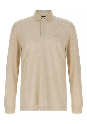 BOSS embroidery-logo long-sleeve polo shirt - Neutrals