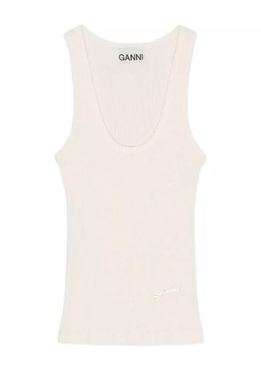 GANNI ribbed tank top - White