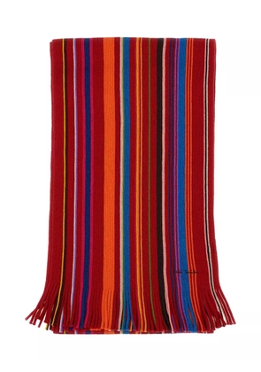 Paul Smith striped fringed scarf - Red