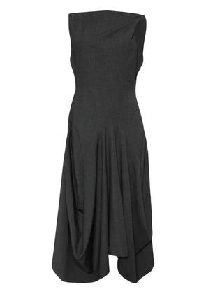 Goen.J twisted-shoulder structured draping midi dress - Grey