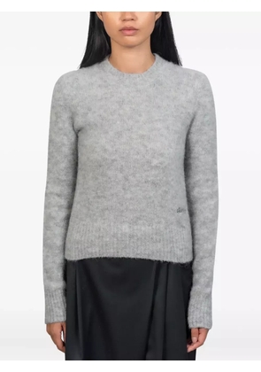 AMI Paris logo-embroidered crew-neck sweater - Grey