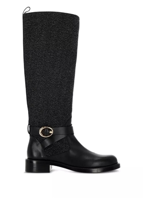 Stuart Weitzman buckle-detail tweed boots - Black