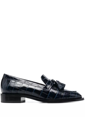 Stuart Weitzman crocodile-effect tasseled loafers - Blue