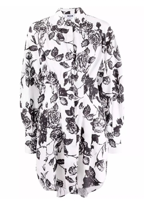 MSGM floral shift shirt dress - White