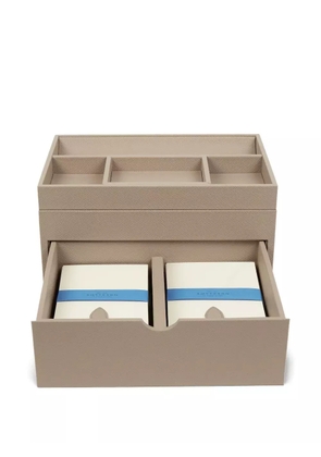 Smythson leather stationery organiser (28cm x 16.5cm x 19cm) - Brown