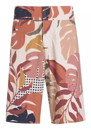 Amir Slama leaf-print swim shorts - Brown