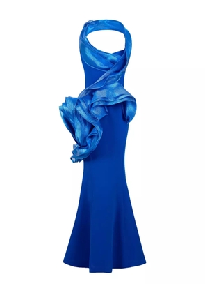 Gaby Charbachy draped-ruffle evening gown - Blue