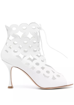 Manolo Blahnik Taralo 90mm cut-out boots - White