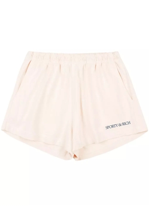 Sporty & Rich H&W Club cotton mini shorts - Neutrals