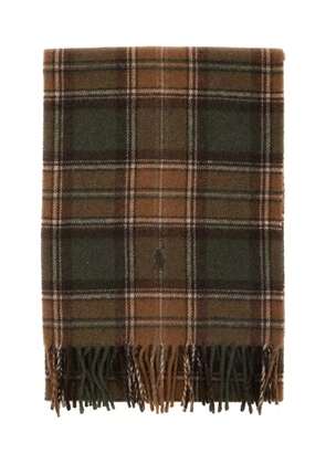 Polo Ralph Lauren embroidered-logo check-pattern scarf - Brown