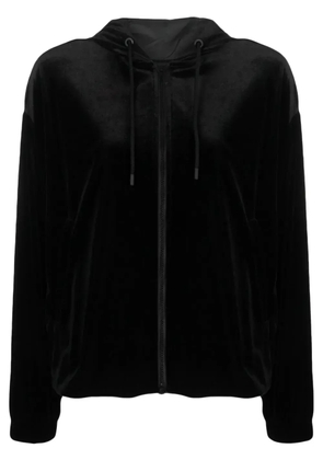 Emporio Armani zip-up chenille hoodie - Black