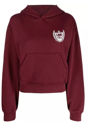 Sporty & Rich logo-print cropped hoodie - Red