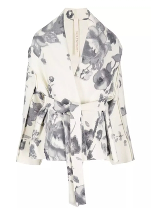 Forme D'expression floral-print belted short coat - Neutrals