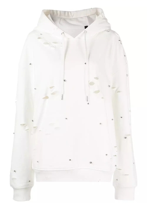 God's Masterful Children Galaxy ripped-detailed hoodie - White