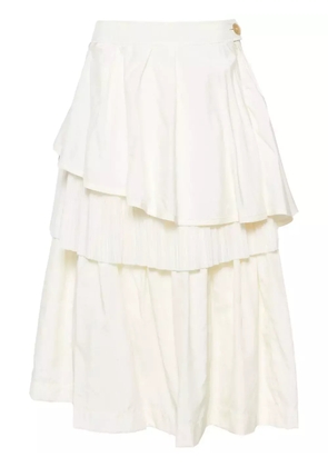 Shanshan Ruan tulle-overlay ruffled skirt - Neutrals