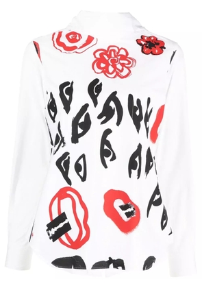 Comme Des Garçons Pre-Owned 2006 graphic painterly-print blouse - White