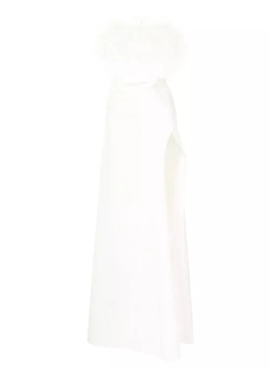 Rachel Gilbert Linc feather-trim detail gown - White