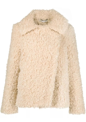 Stella McCartney Teddy fur-design oversized coat - Neutrals